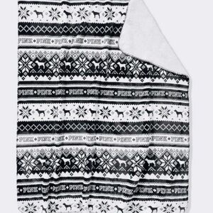 NEW Pink and black Victoria's Secret fuzzy throw blanket